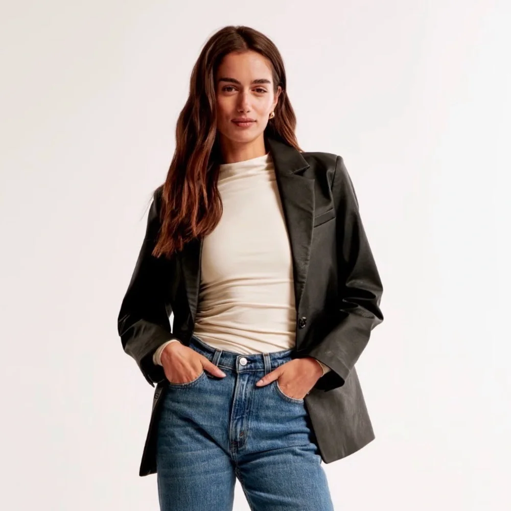 Abercrombie & Fitch Vegan Leather Blazer - Picture 1 of 8